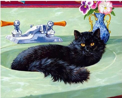 

Black Cat in a Bath – Paint By Numbers - 40*50CM, 501 Original