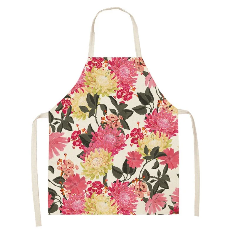 Linen Kitchen Apron - Flowers letclo 