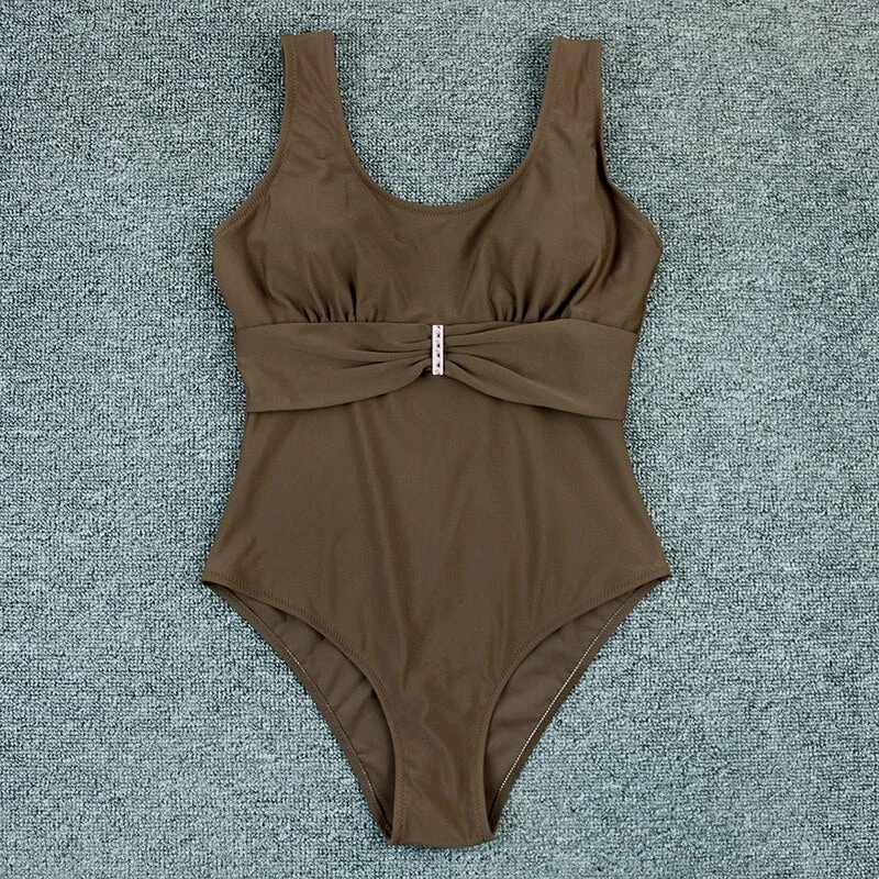 Plus Size One Piece Swimwear Women Monokini Bathing Suits Beach Solid Black Swimsuit Swimming Suit