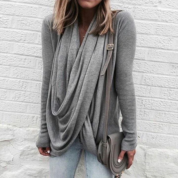 Cowl Neck Asymmetric Hem Pleated Bodice T-Shirts