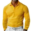 T-shirt da uomo a maniche lunghe con risvolto Waffle