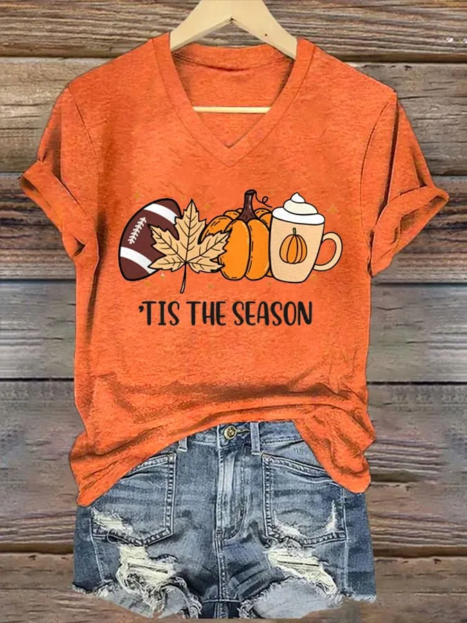 Women's Tis The Season  Print V-Neck T-Shirt 
