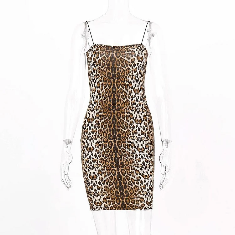 Promsstyle Leopard print skinny mini sling dress Prom Dress 2023