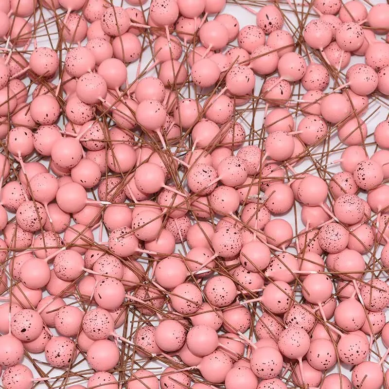 50pcs 12mm Mini Pearl Plastic Stamen Artificial Flower Cherry Fruit Stamens Wedding Christmas Wreaths DIY Gift Box Decoration