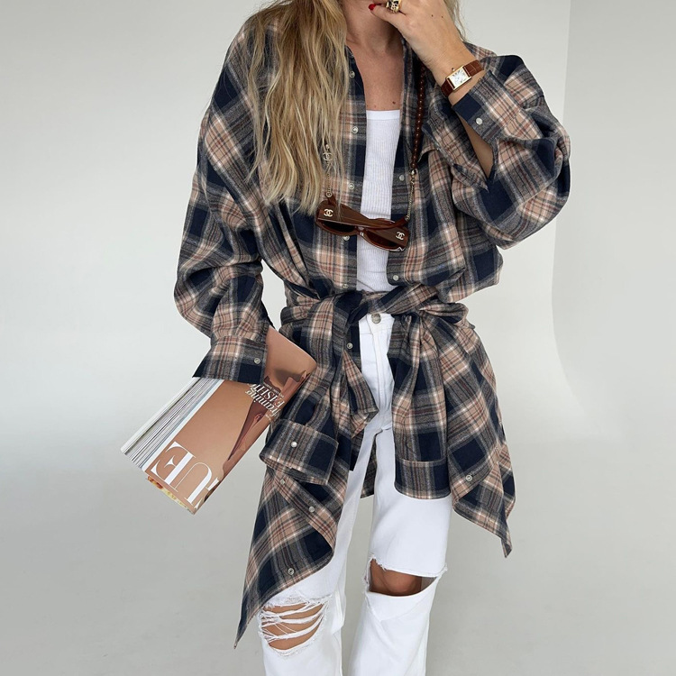 Ootddress Lapel Autumn 2025 Shirts Outwear Fashion Ladies Contrast Long Sleeve Patchwork Elegant Women Coat Cardigan Female Shirts