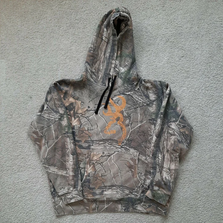Comstylish Vintage Jungle Camouflage Elk Print Hoodie