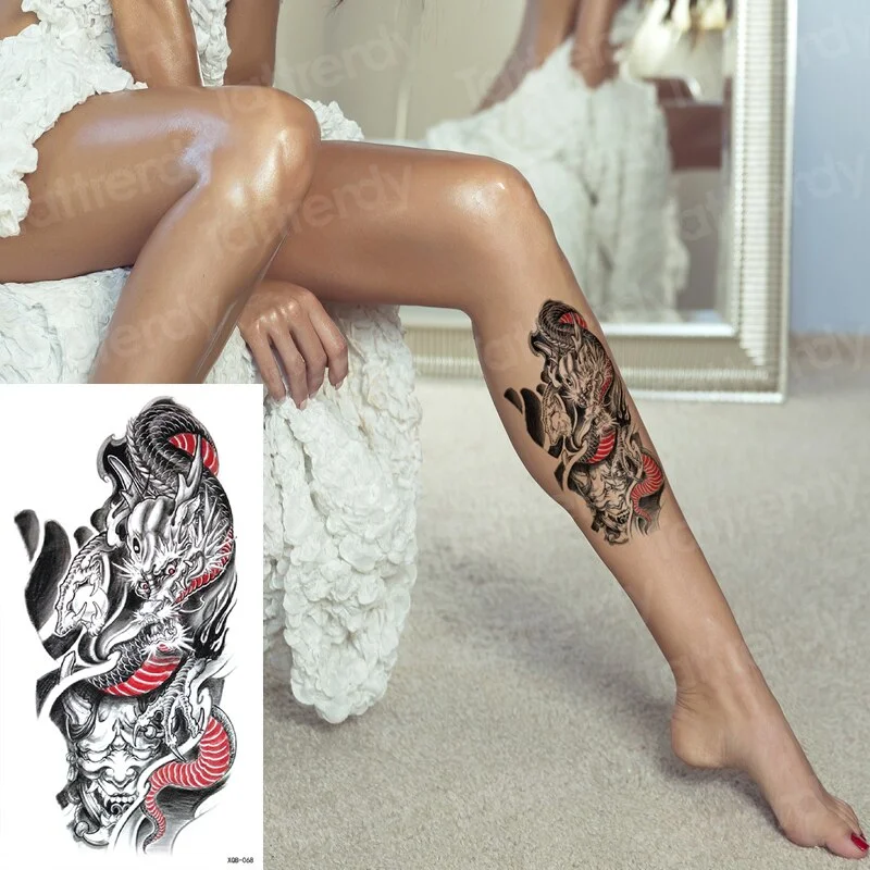 Sdrawing Tattoo Sticker beauty Mermaid Shoulder tattoo Lion wolf skull snake dragon Arm Tattoo Sketch Women body art Waterproof