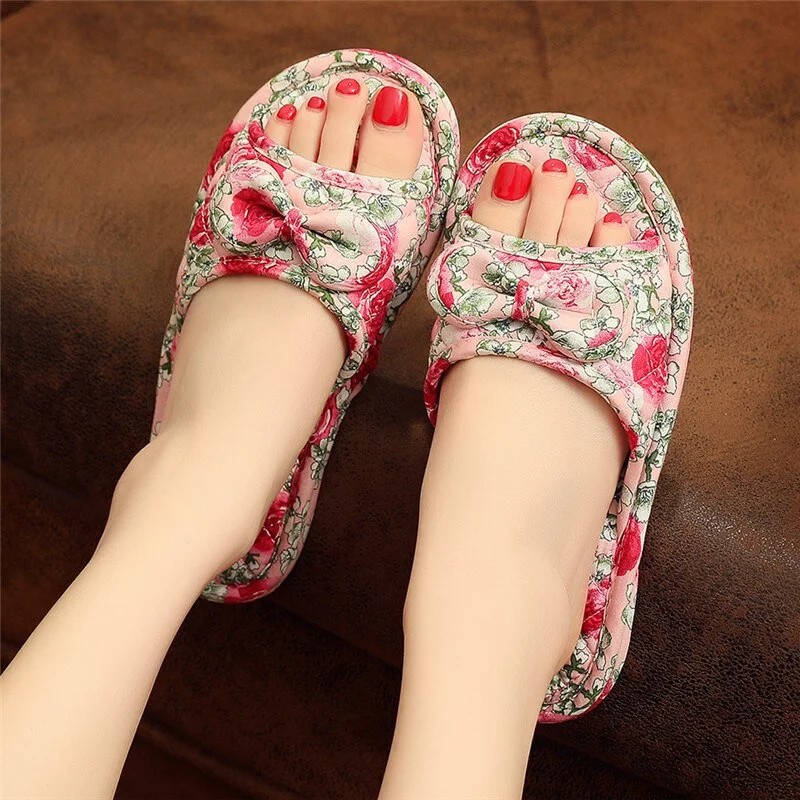 New Silent Women's Slipper Particles Non-Slip House Slippers for Women Soft Bottom Indoor Four Seasons Print Female Slippers