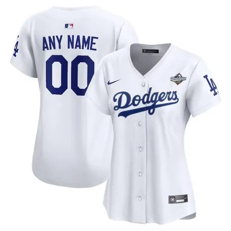 Women's Los Angeles Dodgers Custom White 2025 World Series Home Replica Player Jersey