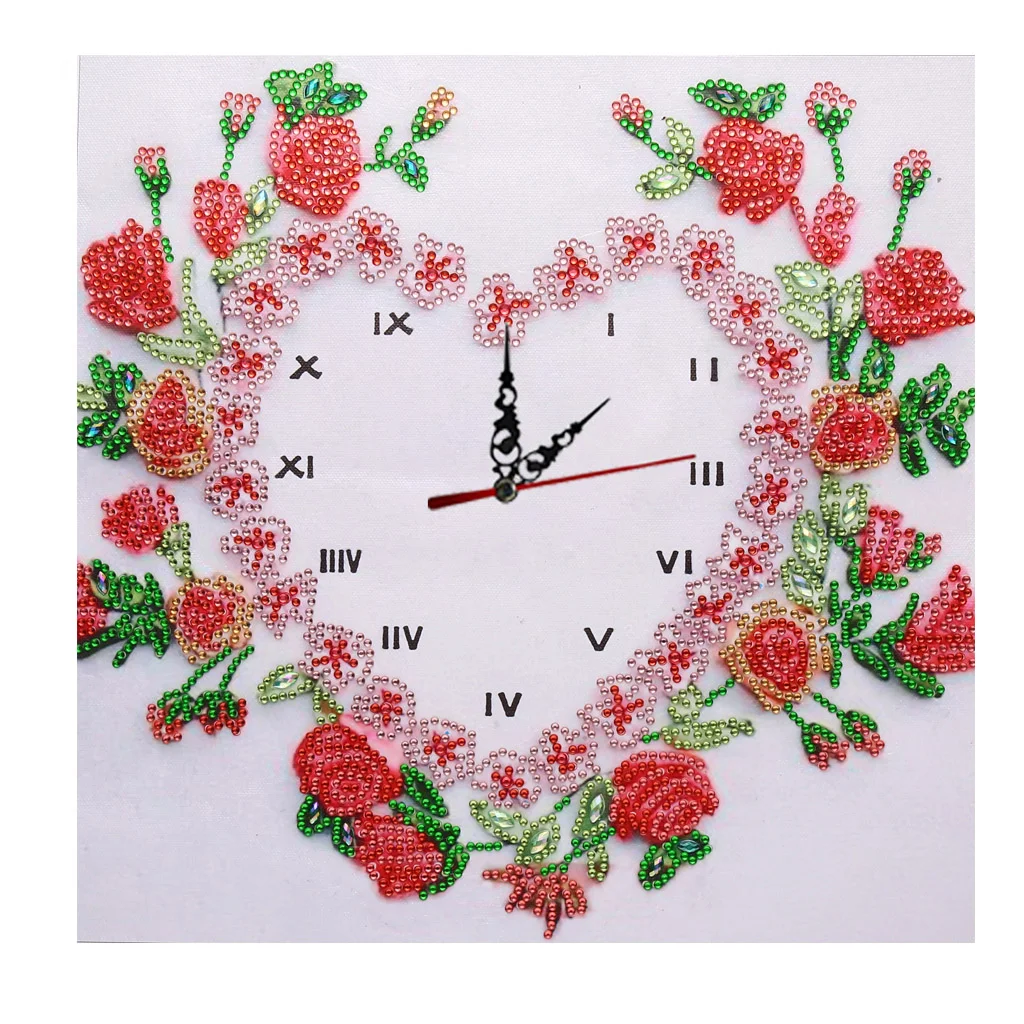 DIY Rhinestone Rose Clock Part Special Shaped Diamond Painting Kit(35*35cm)
