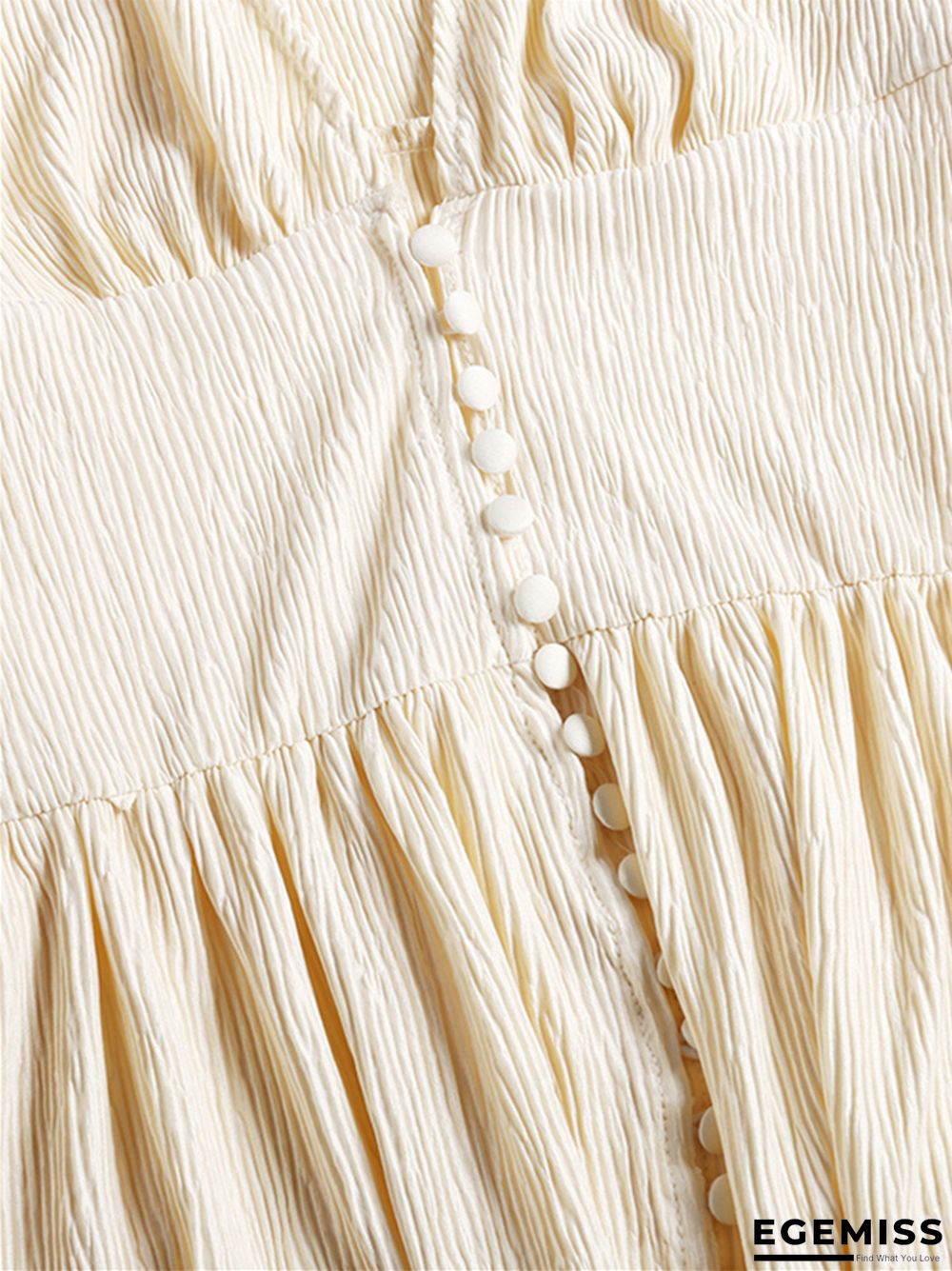 French Retro V-Neck Long Skirt Waist Fold Loose Dress | EGEMISS