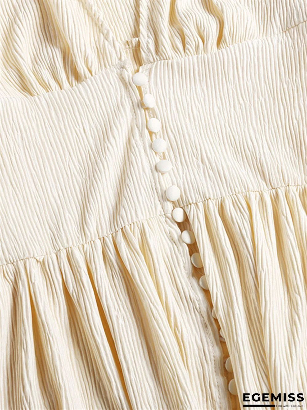 French Retro V-Neck Long Skirt Waist Fold Loose Dress | EGEMISS