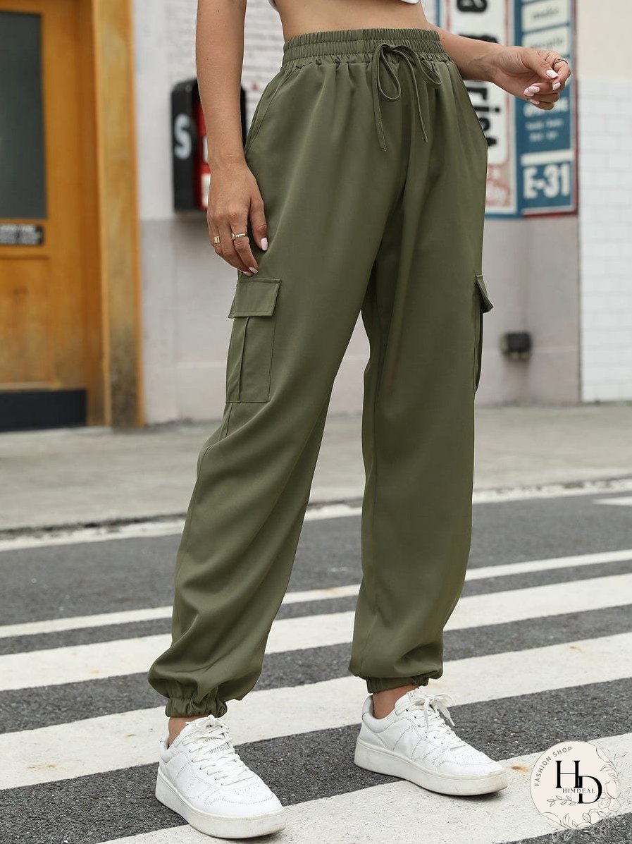 Stylish Cargo Pants, Elastic Waistband