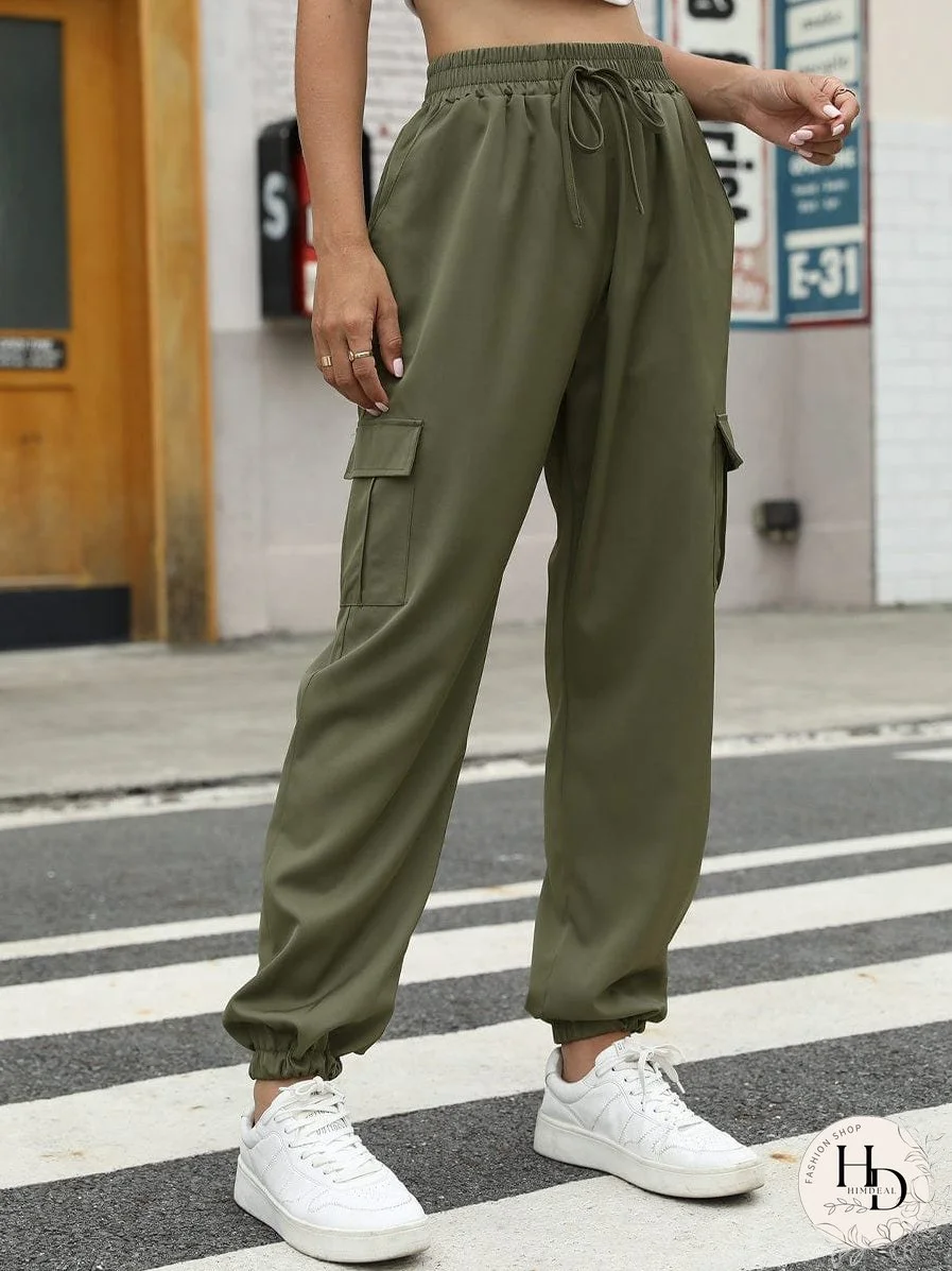 Stylish Cargo Pants, Elastic Waistband