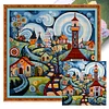 (Multi-Style) Colorful Houses-14CT/18CT Stamped/Counted Cross Stitch 40*40cm/15.75*15.75in