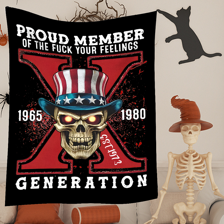 GEN X Fuck Your Feeling Custom EST Personalized Flannel Blanket 