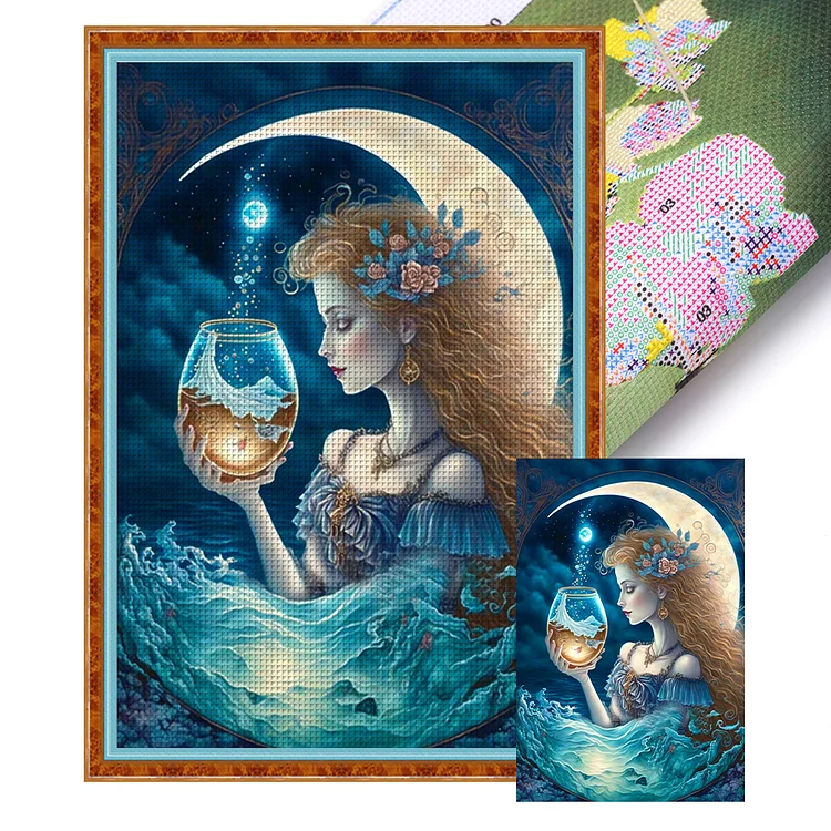 Moon Girl 11CT (50*75CM) Stamped Cross Stitch gbfke