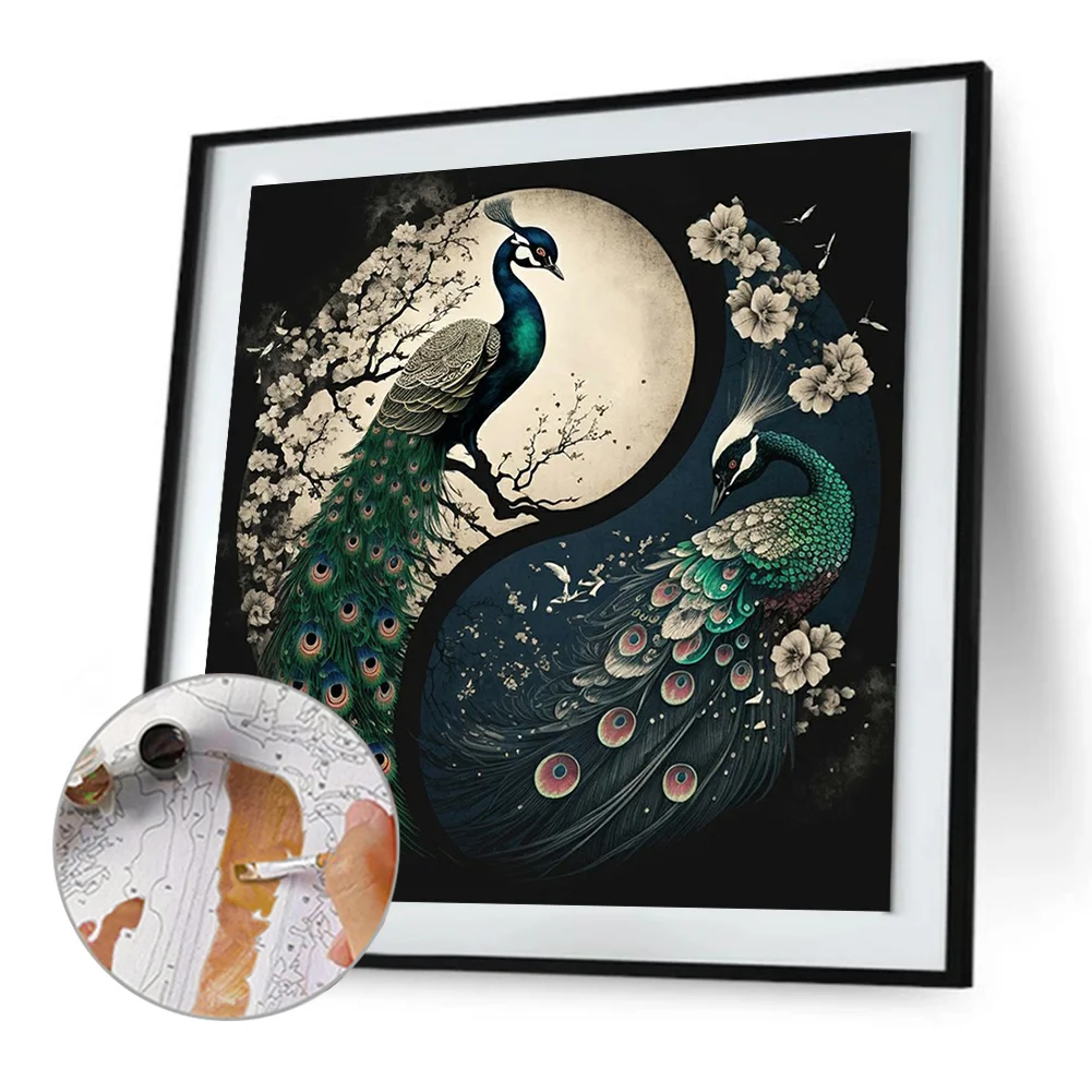 DIY Paint By Number 40*40cm - Yin Yang Peacock