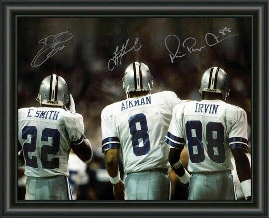 NFL Aikman Smith Irvin HOF Dallas Cowboys - A4 SIGNED Photo Poster painting POSTER PRINT