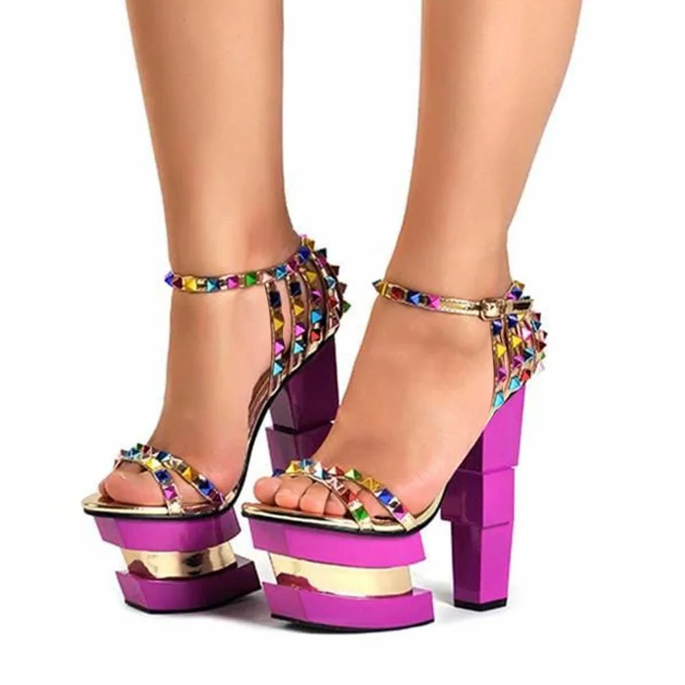 Pink Platform Chunky Heel Sandals Creative High Heel Open Toe Sandals