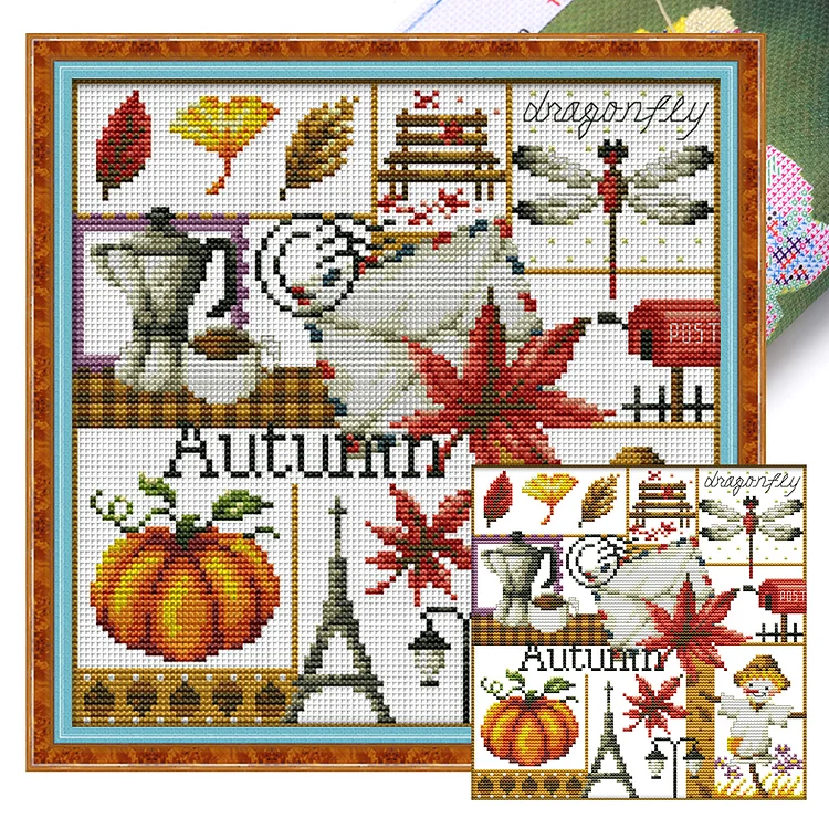 Joy Sunday Four Seasons Of Autumn - Printed Cross Stitch 16CT 24*23CM
