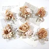 10PCS Neutral Beige Khaki Wedding Catering Bridal Groom Guests Corsage Boutonniere Wrist Artificial Flower Bouquets