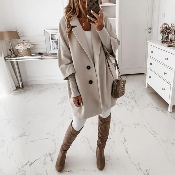 Fashion Casual Lapel Woolen Coat