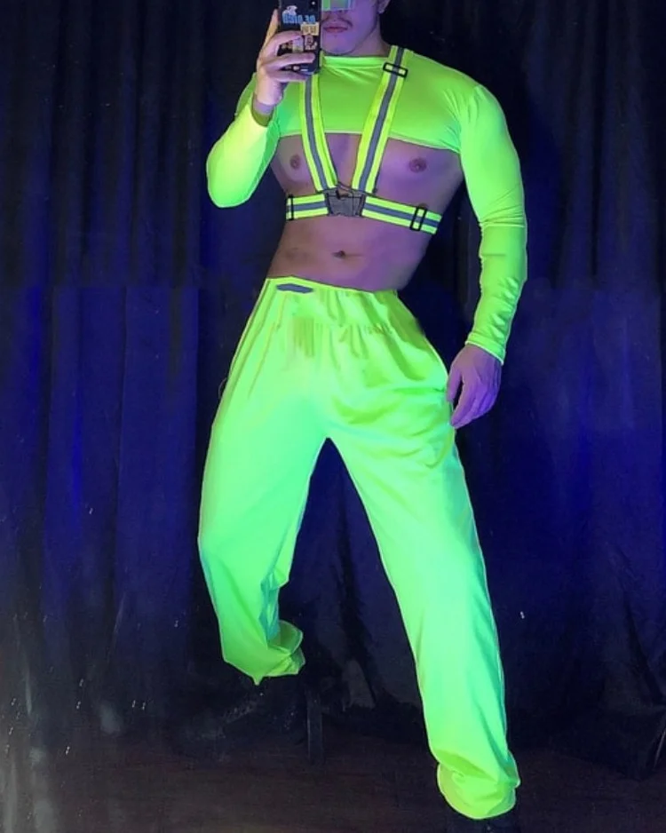 Men's Music Festival Stage Long Top And Trousers Two-Piece Set