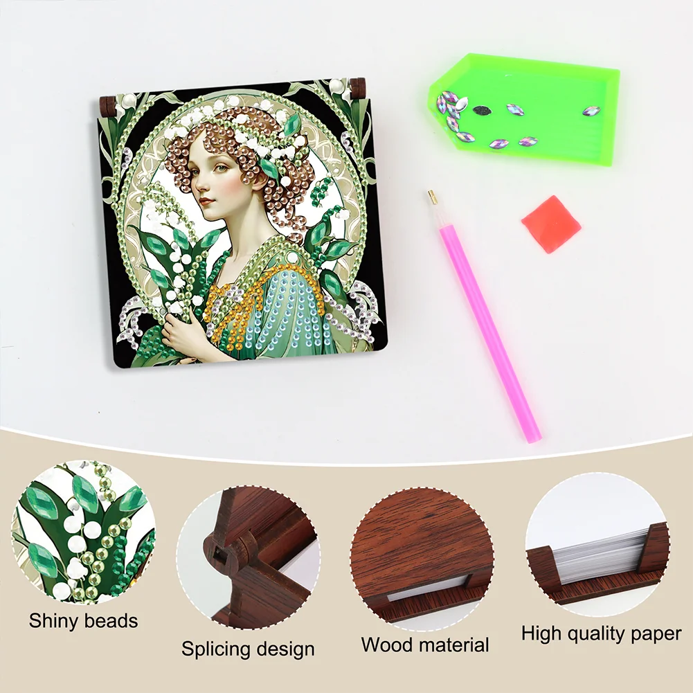 DIY Elegant Lady Diamond Painting Note Box Paper 160 Sheets of Paper for DIY Art Craft