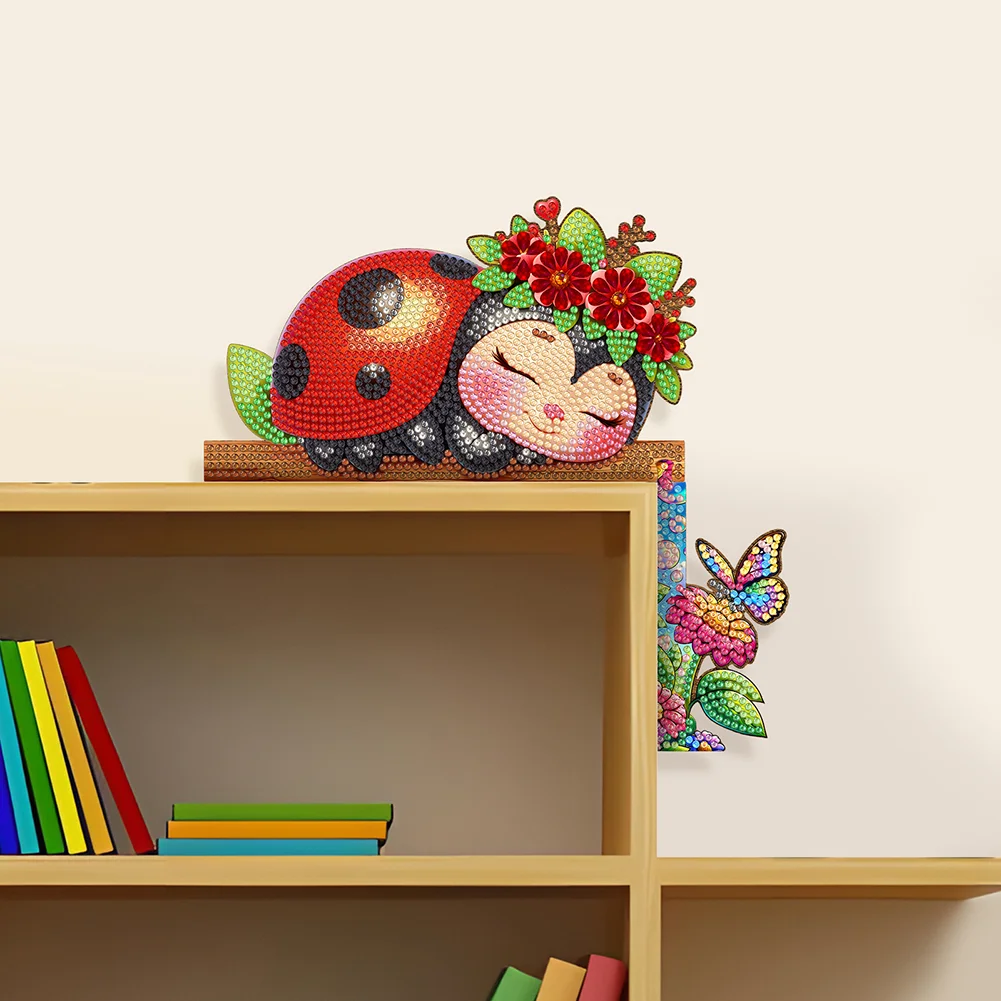 2Pcs Bee Ladybug Diamond Painting Door Corner Sign 5D DIY Wooden Door Topper