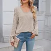 Gioiacombo&trade; Top in morbido pizzo a maniche lunghe lavorato a maglia da donna
