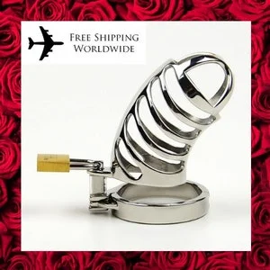 pornhint Pornhint Male Chastity Device Sex Fetish Toy Stainless Steel Penis Covers Lock With Adjustable Penis Ring Sex Toys For Men Adult Sex Toy