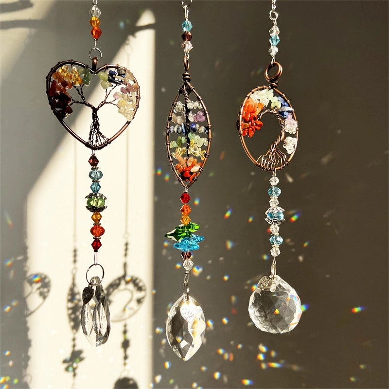 Minimalist Heart Shape Alloy Crystal Suncatcher Wind Chime Wall Art