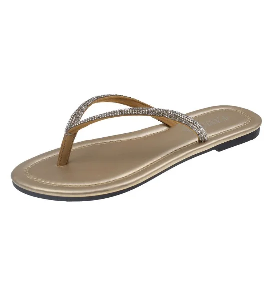 Churchf Churchf Celebrity Rhinestone Clip Summer 2023 Korean Flat Drag Candy Color Fairy Shoes To Wear Women's Slippers