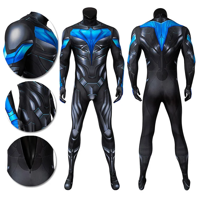 Titans Nightwing Cosplay Costume Detail Printed Spandex Suit