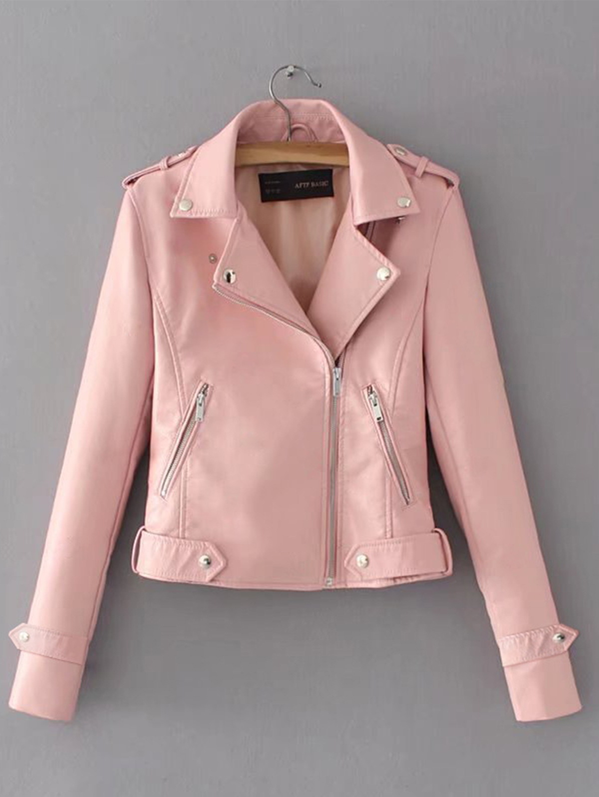 Punk Lapel Collar Zipper Pocket PU Leather Jacket