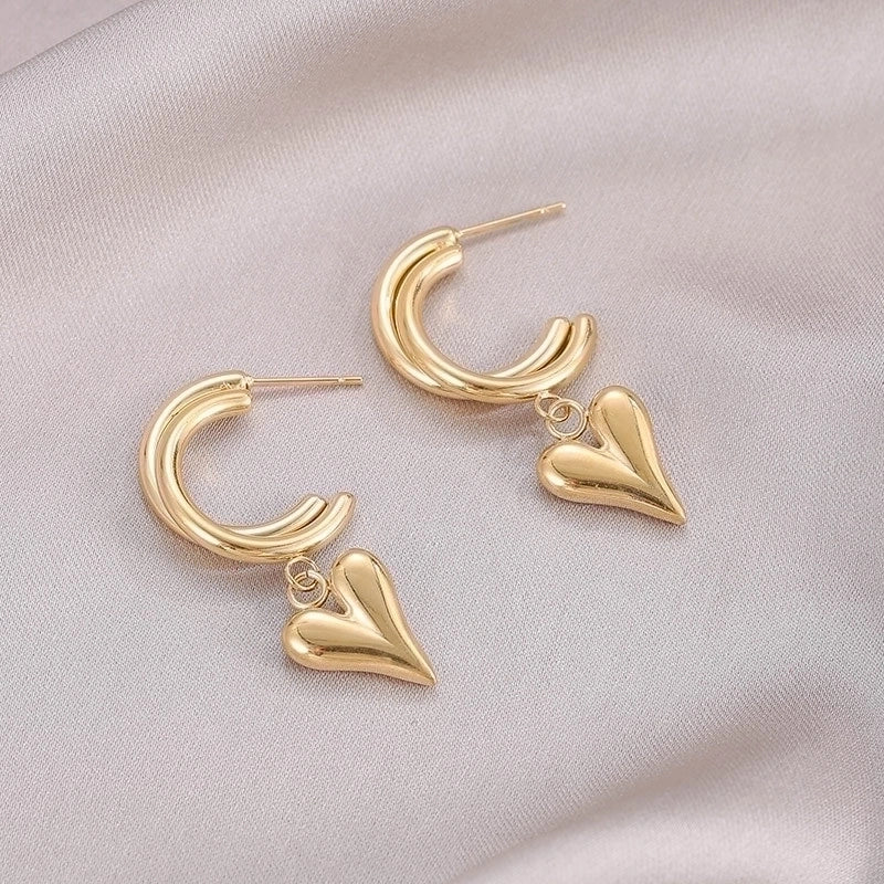 1 Pair Fashion Heart Shape Plating 304 Stainless Steel Gold Plated Earrings