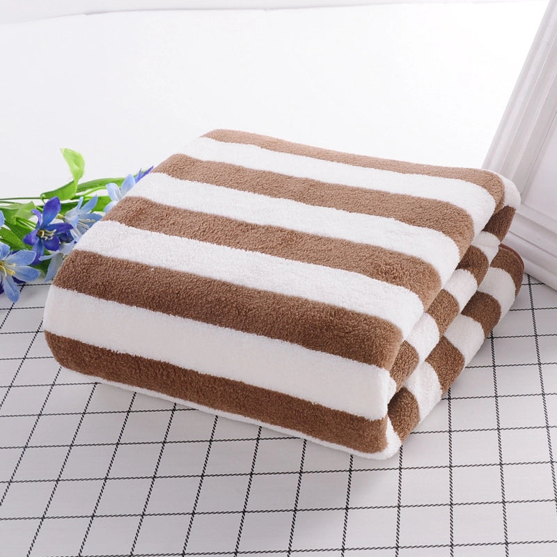 Hotel Beauty Salon Quick-drying Beach Towel Household Soft Absorbent Face Towel Striped Coral Fleece Bath Towel
