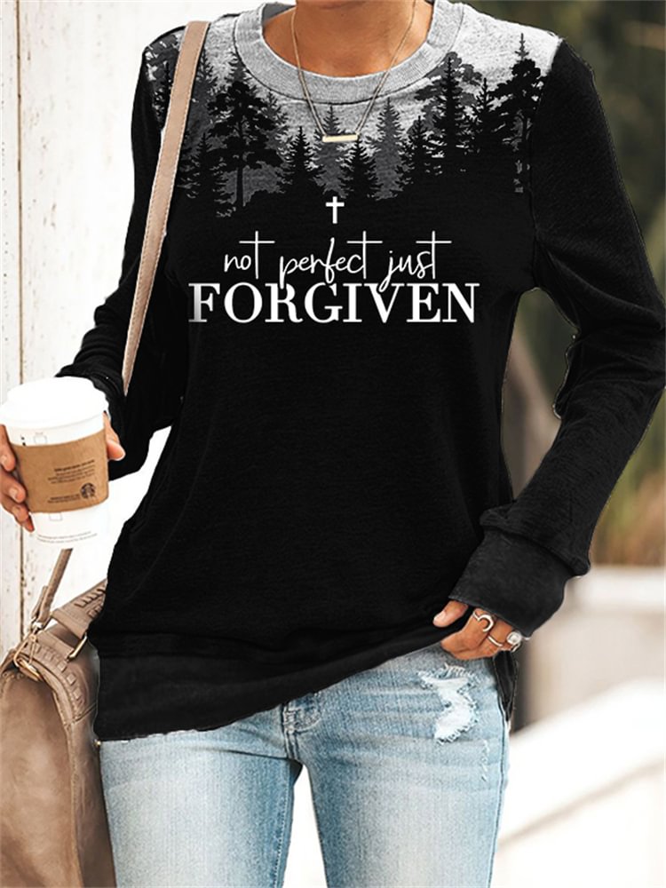 Comstylish Not Perfect Just Forgiven Dark Forest Sweatshirt