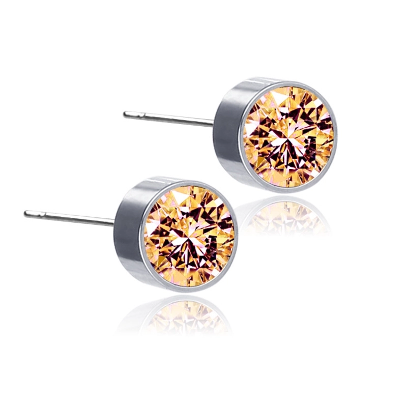 New Color Diamond Titanium Steel Magnetic Stud Earrings