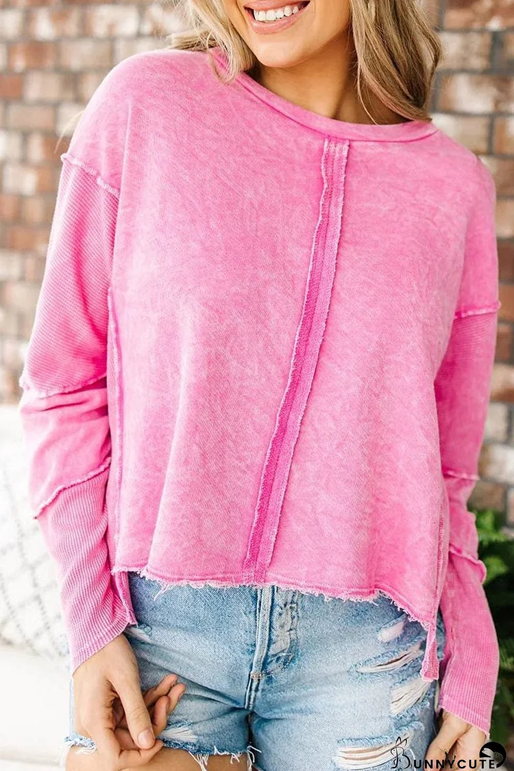Rose Distinctive Raw Edge High Low Sweatshirt