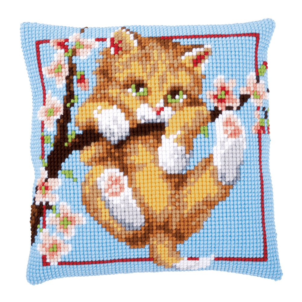 

Cat - 11CT Stamped Cross Stitch Pillowcase - 40*40CM, 501 Original