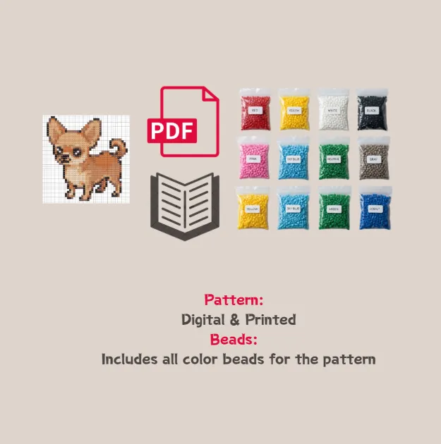 Chihuahua Dog Pattern Fuse Bead Kit  | Cute DIY Fuse 945 Beads Set