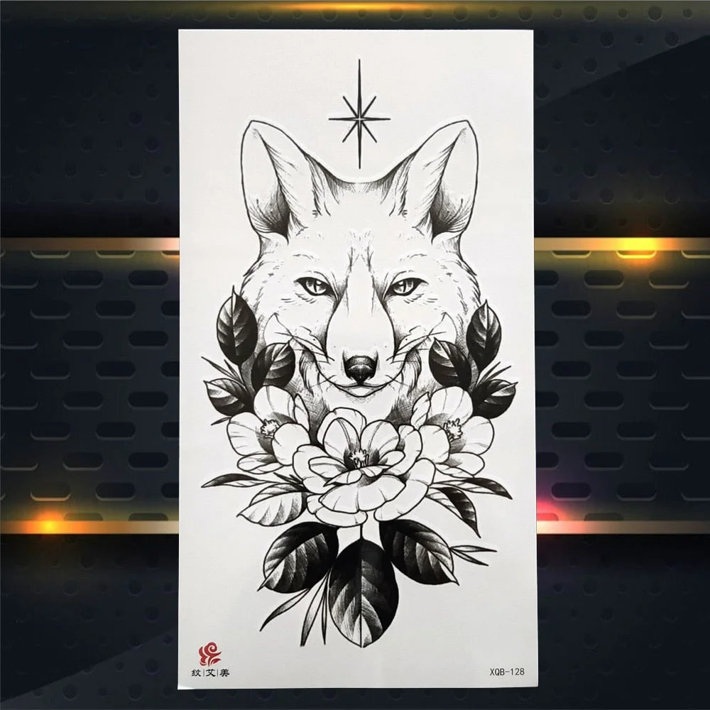 Tribal Dreamcatcher Fake Temporary Tattoo For Women Men Wolf Henna Feather Tattoos Sticker Watercolor Compass Waterproof Tatoos