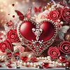 Roses rouges en forme de c&oelig;ur pour la Saint-Valentin, kit sp&eacute;cial de drill partiel en diamant 5d pour adultes d&eacute;butants d&eacute;coration int&eacute;rieure peinture