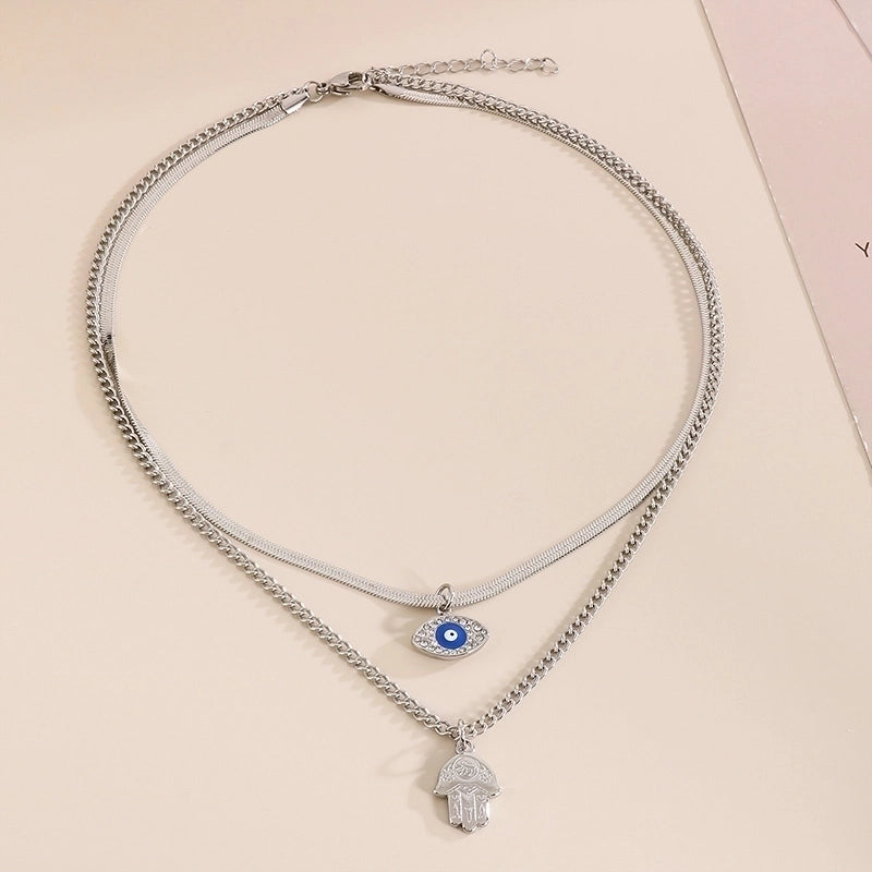 Sweet Palm Stainless Steel 18K Gold Plated Patchwork Layered Necklaces