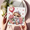 (US Local)6Pcs Flower Puppy Diamond Painting Greeting Card Diamond Handmade Card