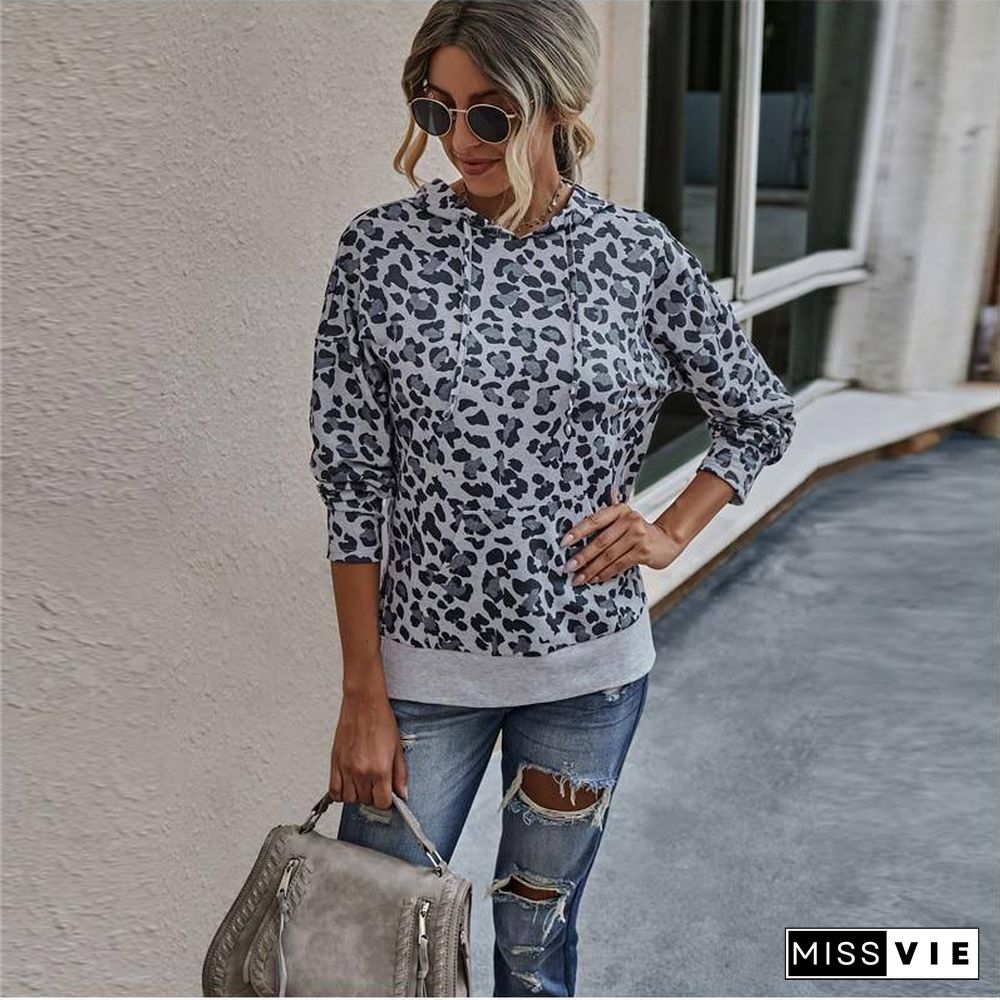 New Autumn Winter Hoodies Women Aesthetic Clothes Fashion leopard Long Sleeve Streetwear