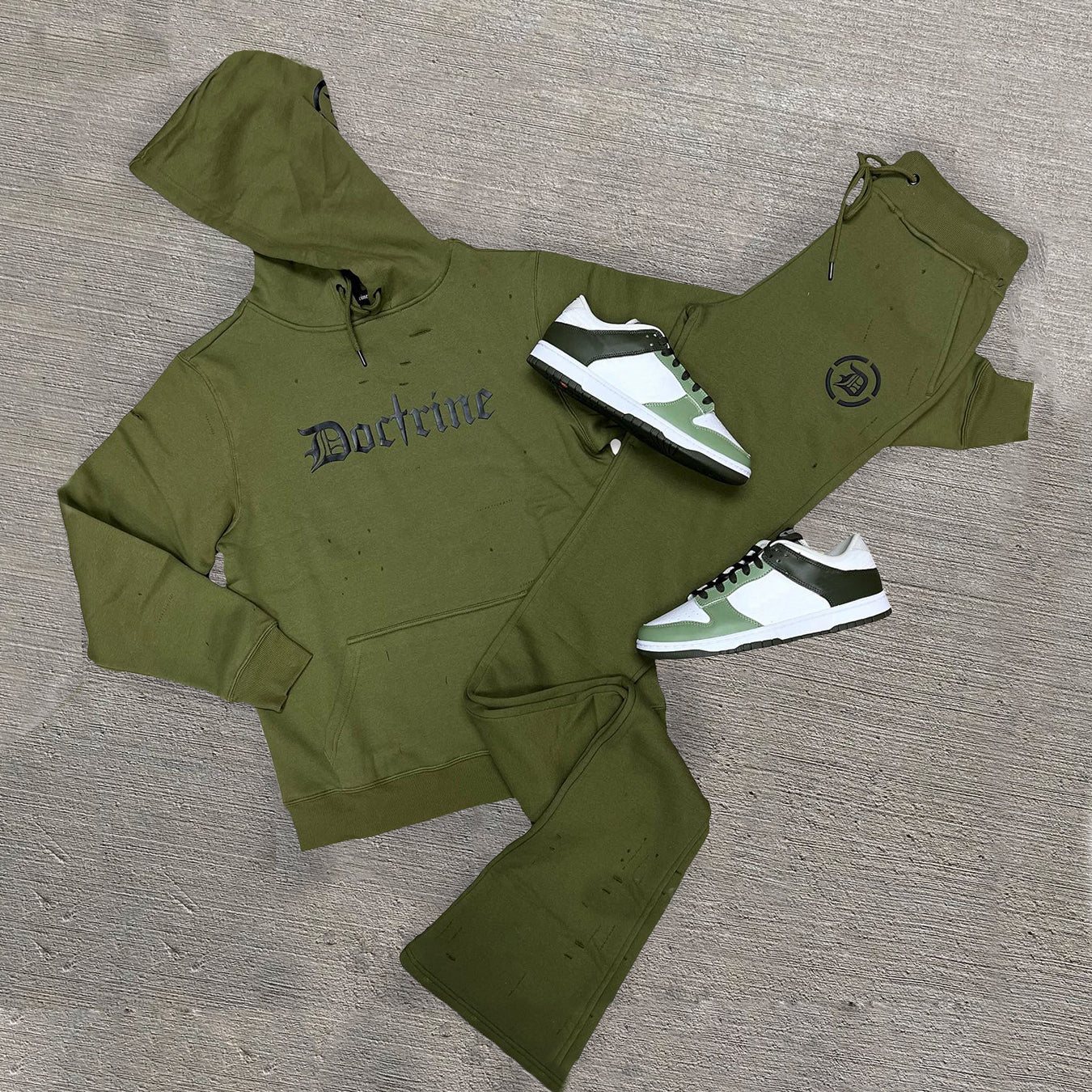 Casual street print pile pants hoodie two-piece set
