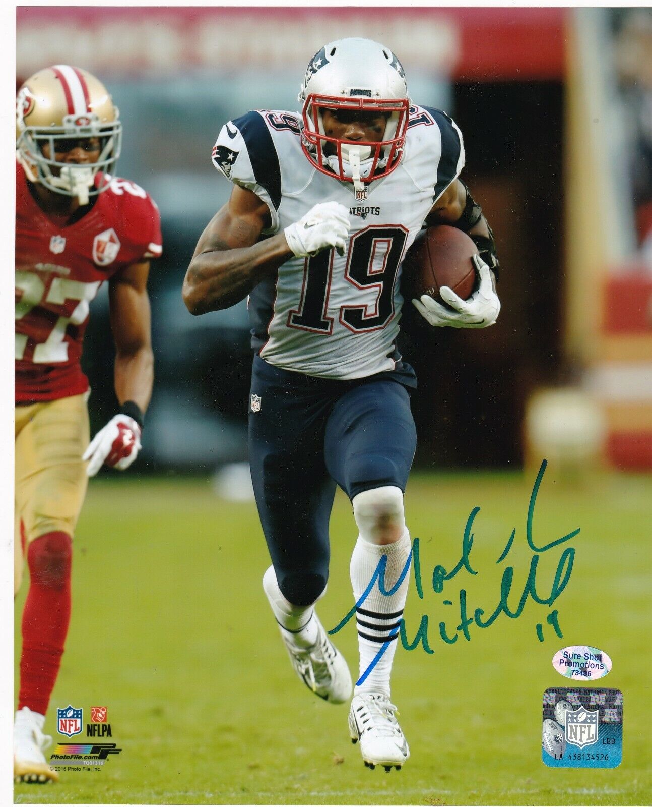 MALCOLM MITCHELL NEW ENGLAND PATRIOTS ACTION SIGNED 8x10